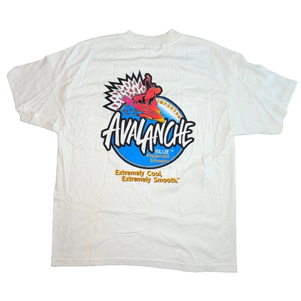 Vintage Avalanche Blue Peppermint Schnapps Surf Tee USA Single Stitch XL